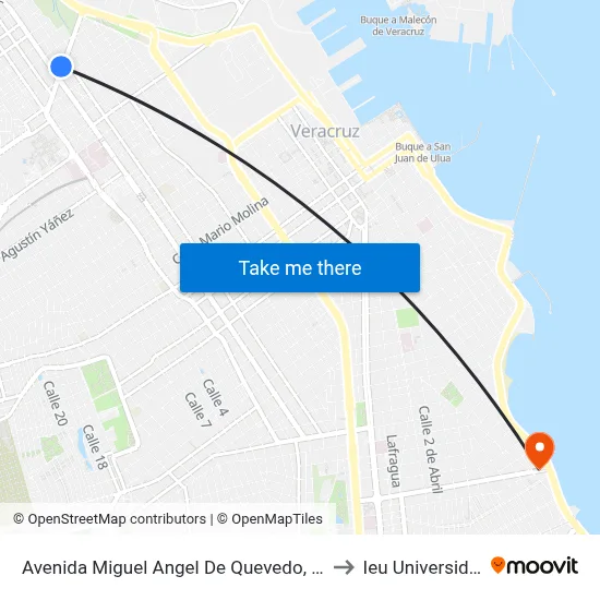 Avenida Miguel Angel De Quevedo, 627 to Ieu Universidad map