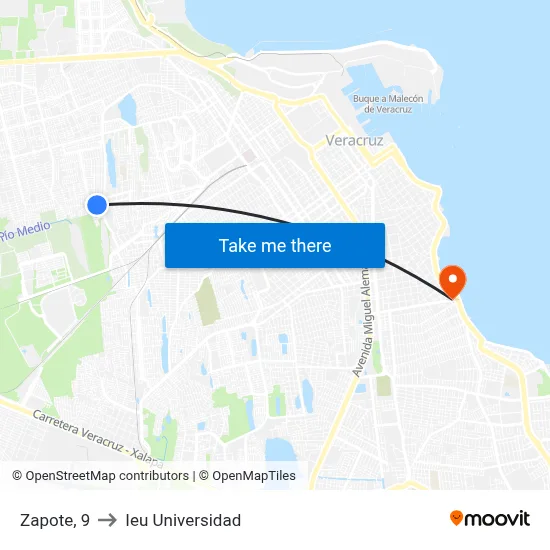 Zapote, 9 to Ieu Universidad map