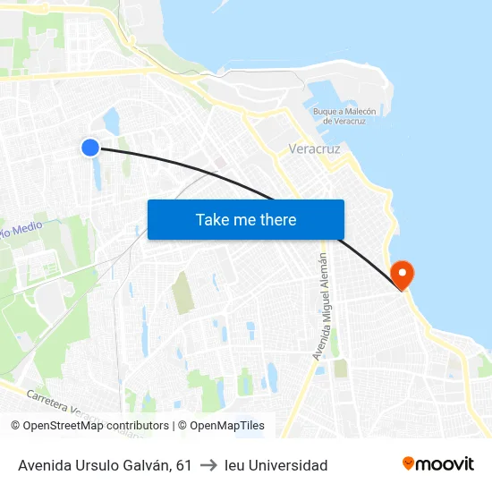 Avenida Ursulo Galván, 61 to Ieu Universidad map