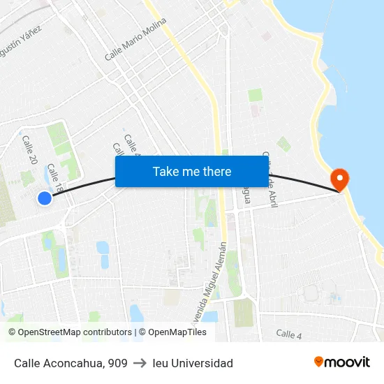 Calle Aconcahua, 909 to Ieu Universidad map