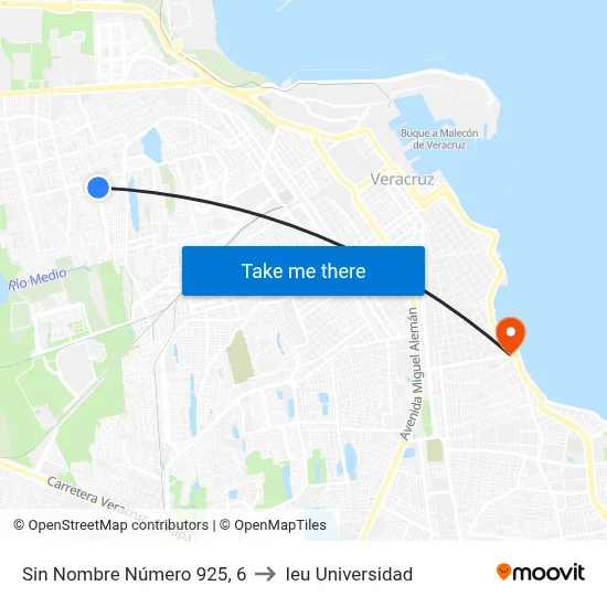Sin Nombre Número 925, 6 to Ieu Universidad map