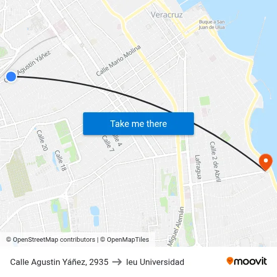 Calle Agustin Yáñez, 2935 to Ieu Universidad map