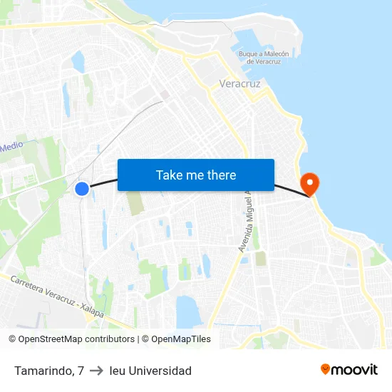 Tamarindo, 7 to Ieu Universidad map