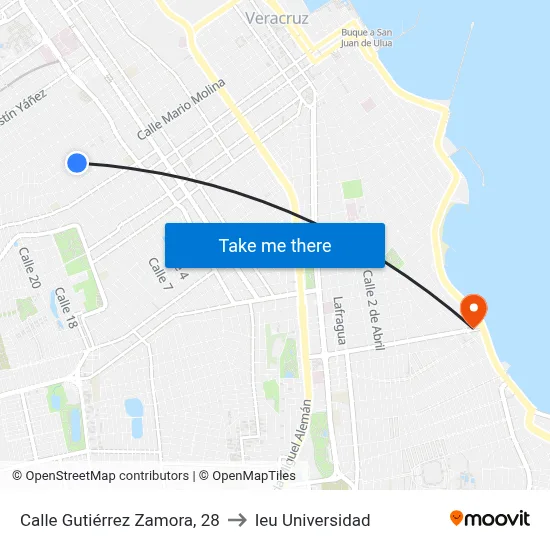 Calle Gutiérrez Zamora, 28 to Ieu Universidad map