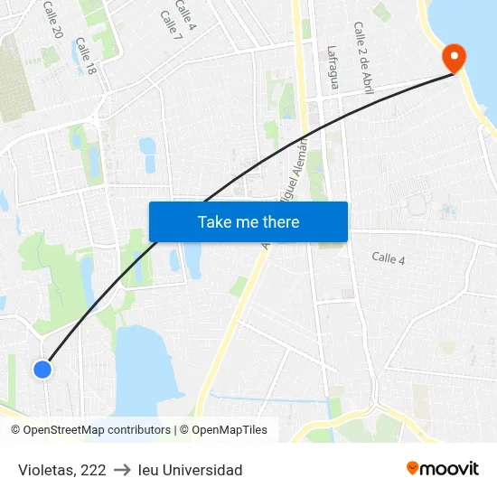 Violetas, 222 to Ieu Universidad map