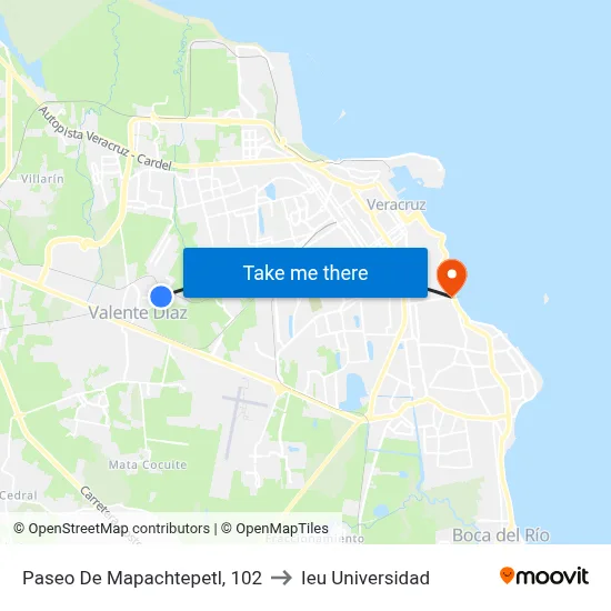 Paseo De Mapachtepetl, 102 to Ieu Universidad map
