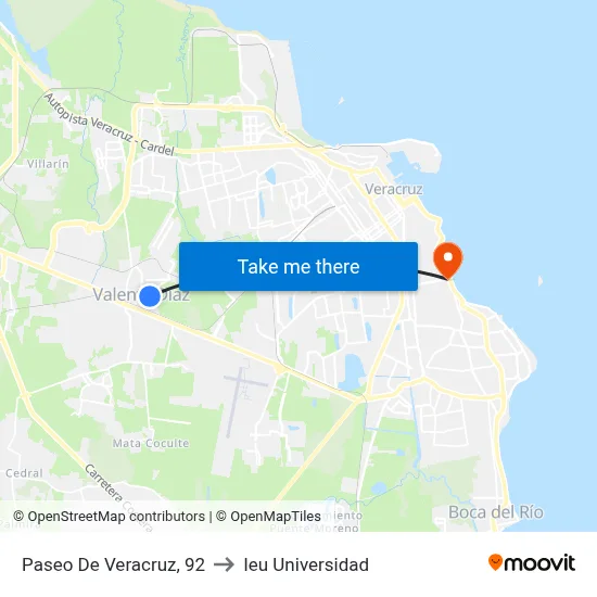 Paseo De Veracruz, 92 to Ieu Universidad map