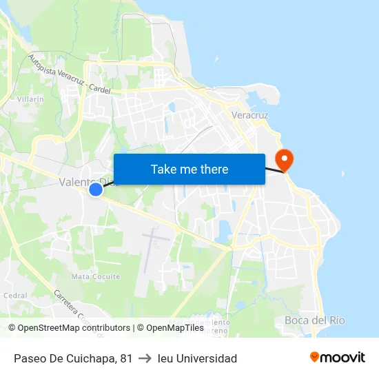 Paseo De Cuichapa, 81 to Ieu Universidad map