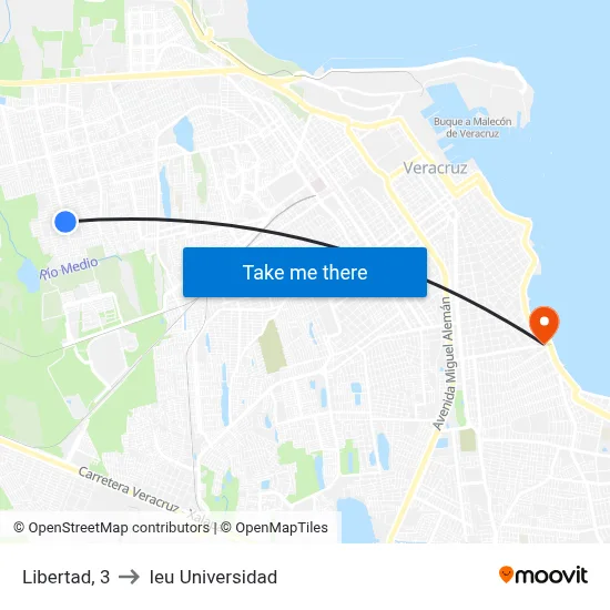 Libertad, 3 to Ieu Universidad map