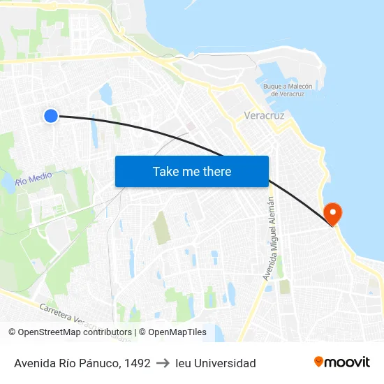 Avenida Río Pánuco, 1492 to Ieu Universidad map