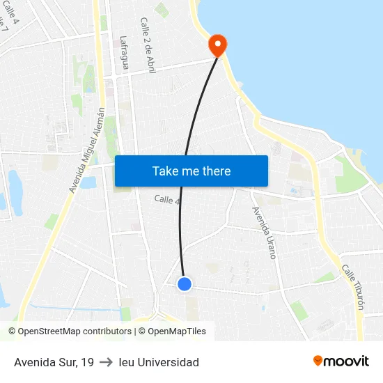 Avenida Sur, 19 to Ieu Universidad map