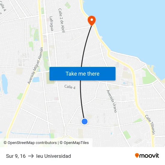 Sur 9, 16 to Ieu Universidad map