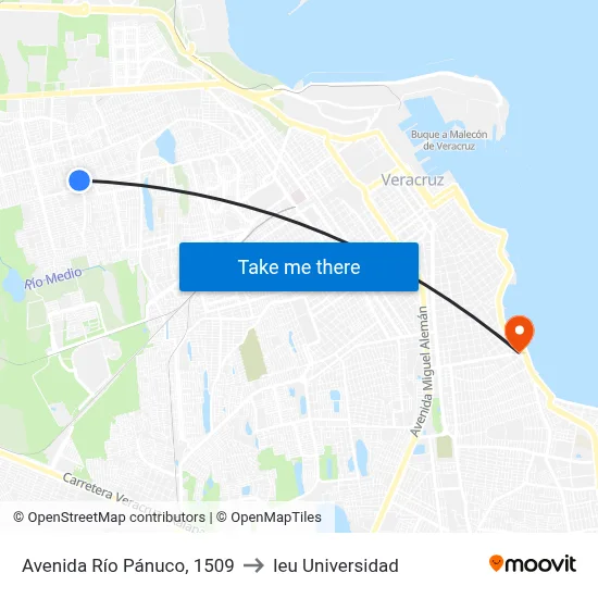 Avenida Río Pánuco, 1509 to Ieu Universidad map