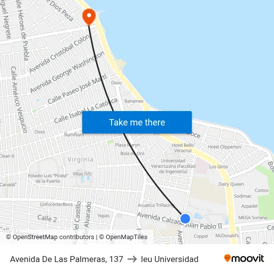 Avenida De Las Palmeras, 137 to Ieu Universidad map