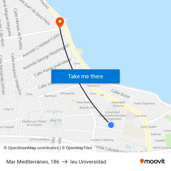 Mar Mediterráneo, 186 to Ieu Universidad map