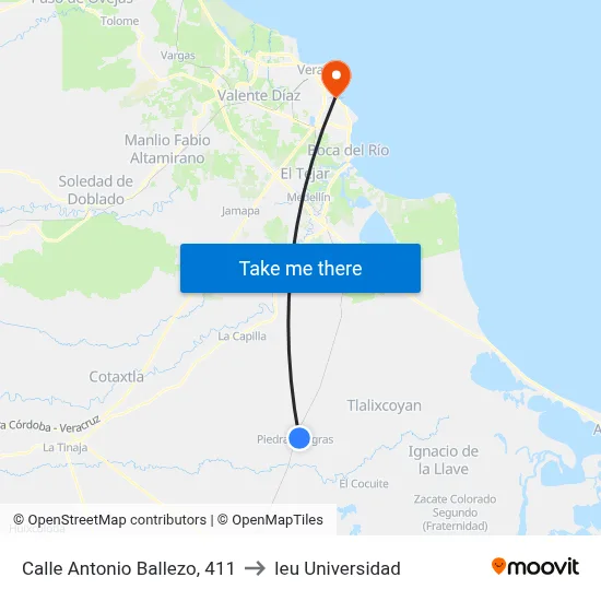 Calle Antonio Ballezo, 411 to Ieu Universidad map