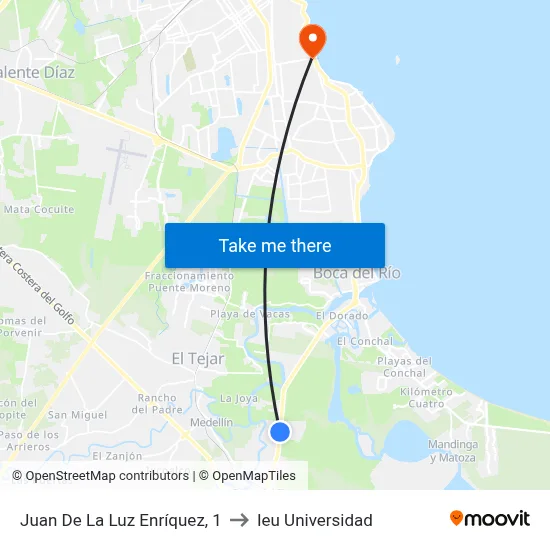 Juan De La Luz Enríquez, 1 to Ieu Universidad map