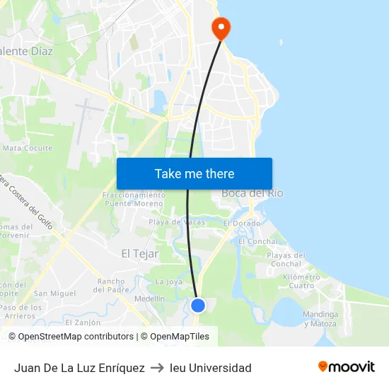 Juan De La Luz Enríquez to Ieu Universidad map