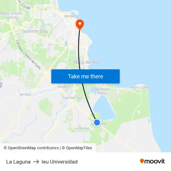 La Laguna to Ieu Universidad map