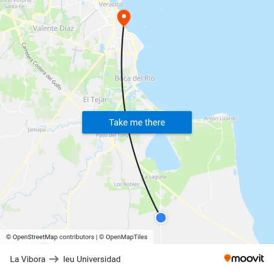 La Vibora to Ieu Universidad map