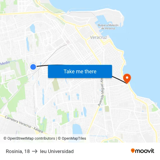 Rosinia, 18 to Ieu Universidad map