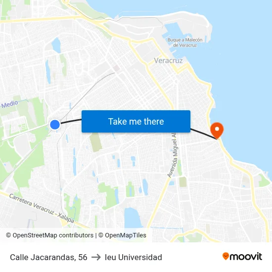Calle Jacarandas, 56 to Ieu Universidad map