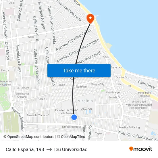 Calle España, 193 to Ieu Universidad map