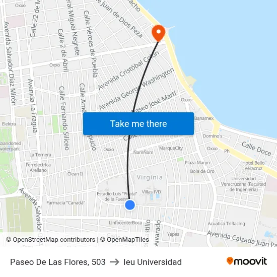 Paseo De Las Flores, 503 to Ieu Universidad map