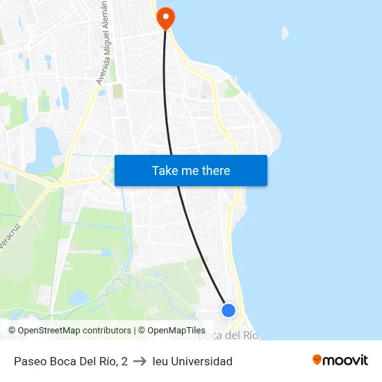 Paseo Boca Del Río, 2 to Ieu Universidad map