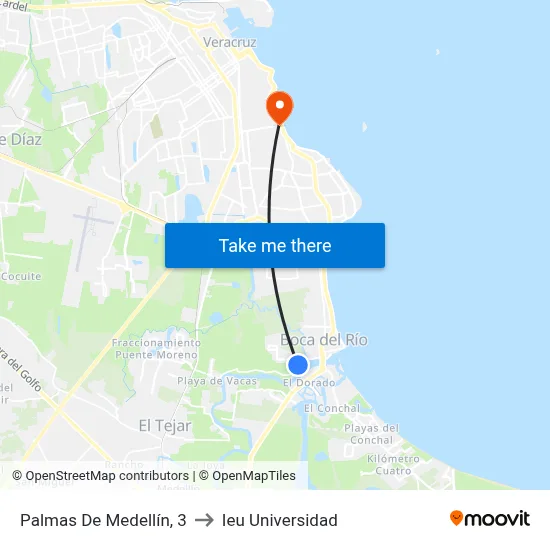 Palmas De Medellín, 3 to Ieu Universidad map