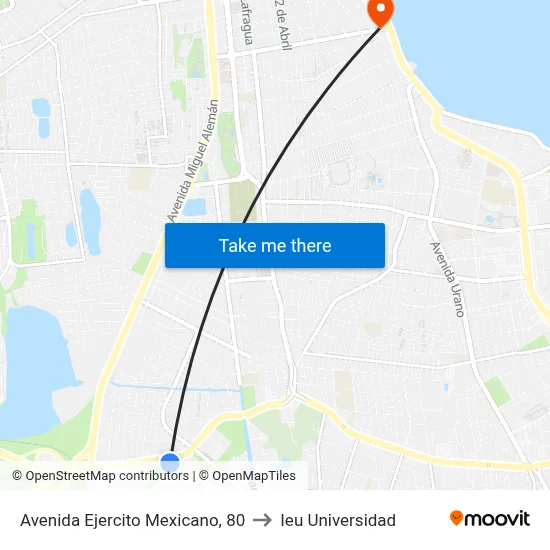 Avenida Ejercito Mexicano, 80 to Ieu Universidad map