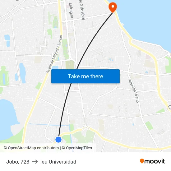 Jobo, 723 to Ieu Universidad map