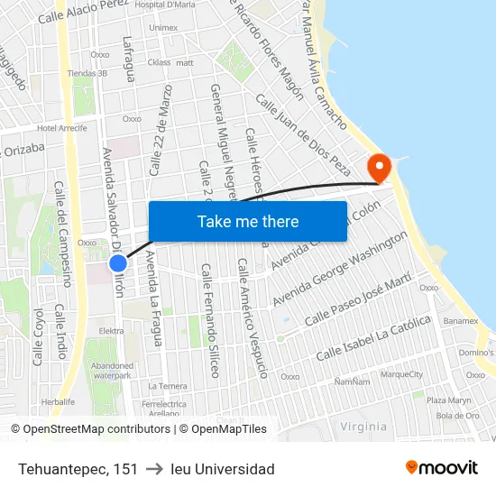 Tehuantepec, 151 to Ieu Universidad map
