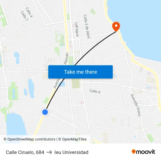 Calle Ciruelo, 684 to Ieu Universidad map
