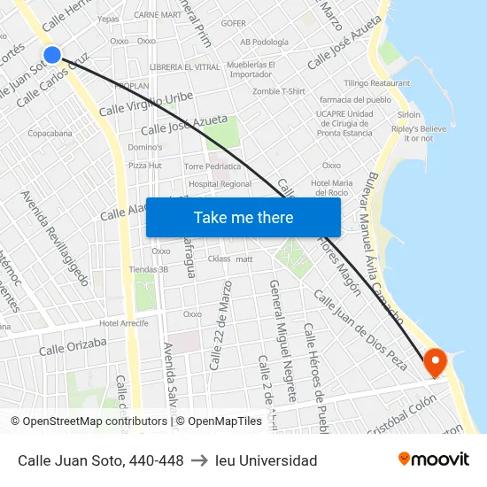 Calle Juan Soto, 440-448 to Ieu Universidad map