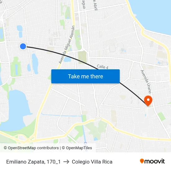 Emiliano Zapata, 170_1 to Colegio Villa Rica map