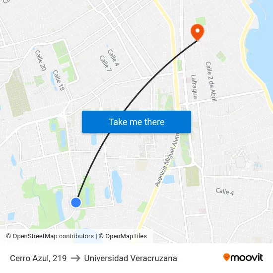 Cerro Azul, 219 to Universidad Veracruzana map