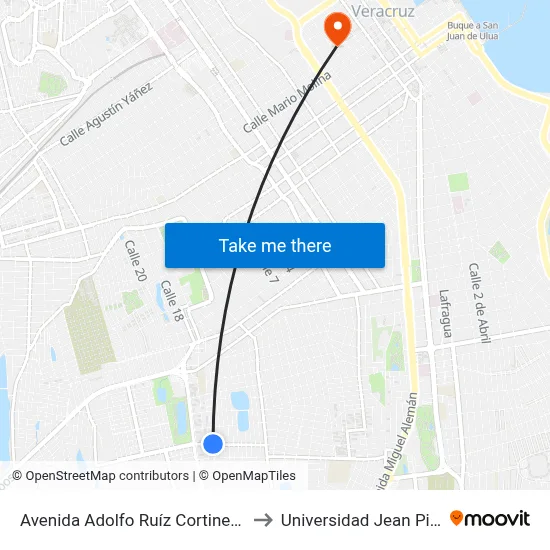 Avenida Adolfo Ruíz Cortines, 294 to Universidad Jean Piaget map