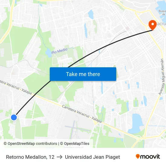 Retorno Medallon, 12 to Universidad Jean Piaget map