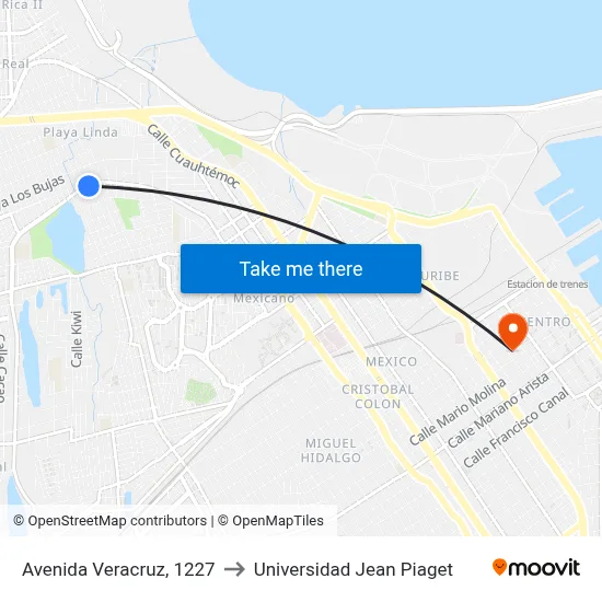Avenida Veracruz, 1227 to Universidad Jean Piaget map