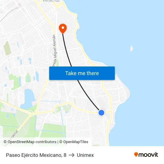 Paseo Ejército Mexicano, 8 to Unimex map