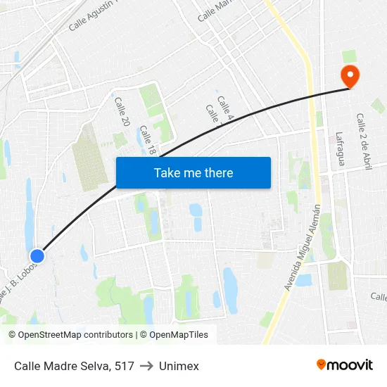 Calle Madre Selva, 517 to Unimex map