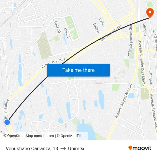 Venustiano Carranza, 13 to Unimex map