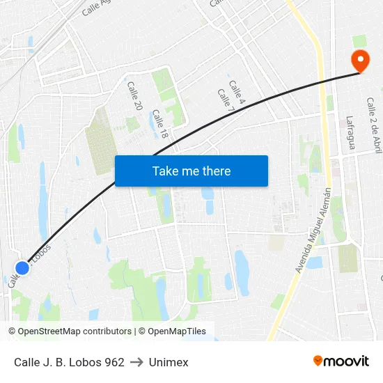 Calle J. B. Lobos 962 to Unimex map