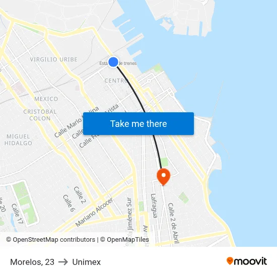 Morelos, 23 to Unimex map