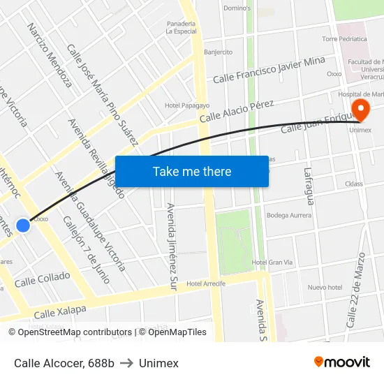 Calle Alcocer, 688b to Unimex map