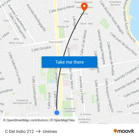 C Del Indio 212 to Unimex map