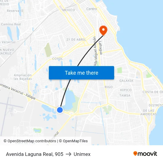 Avenida Laguna Real, 905 to Unimex map