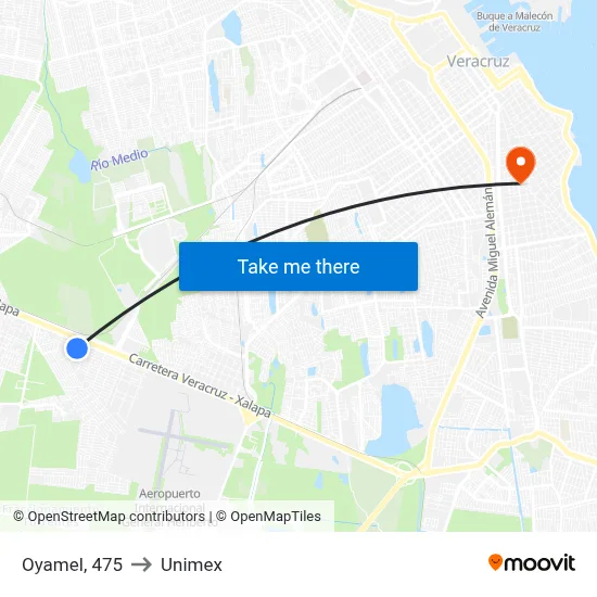 Oyamel, 475 to Unimex map