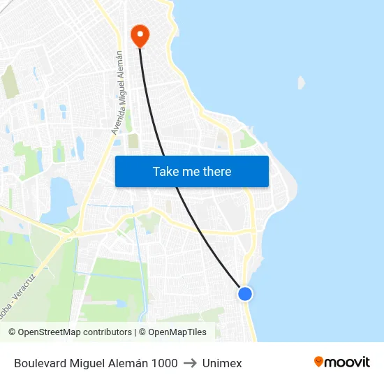 Boulevard Miguel Alemán 1000 to Unimex map